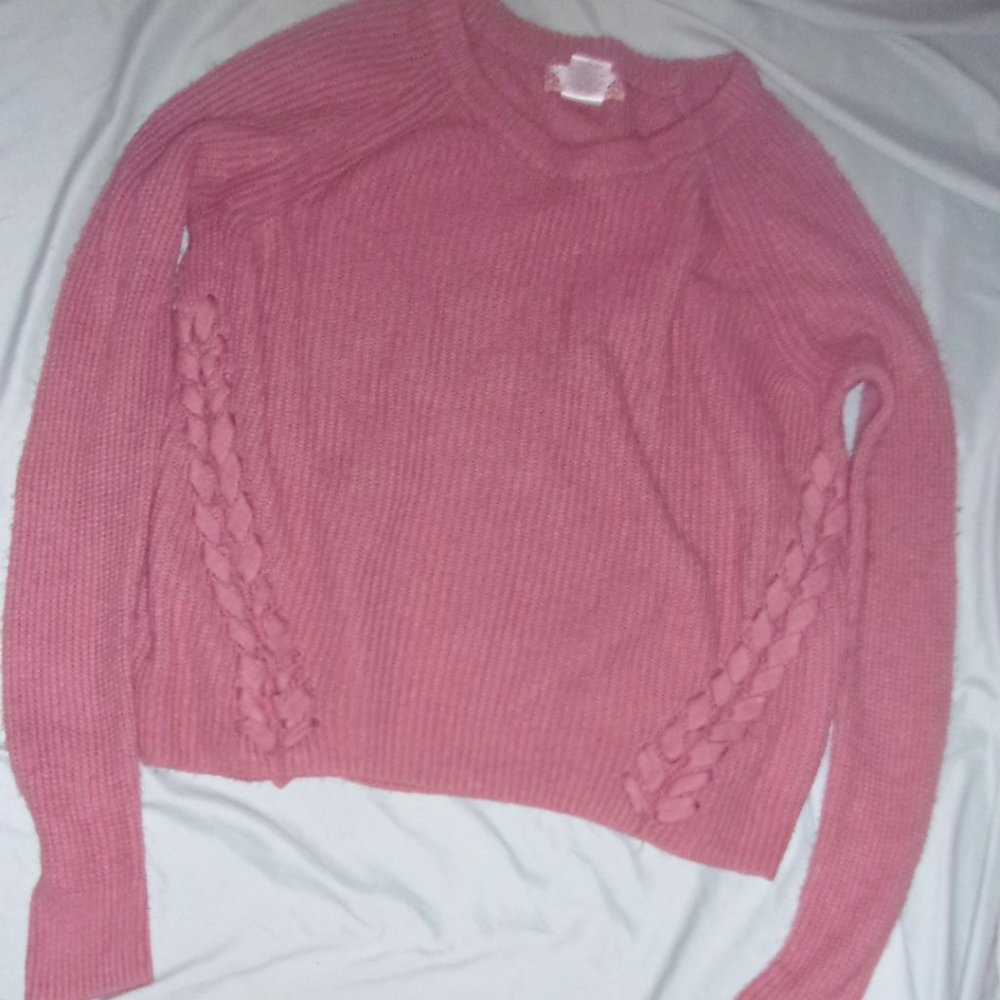 size large pink womens top sweater shirt   knit pullover shirt cottage core